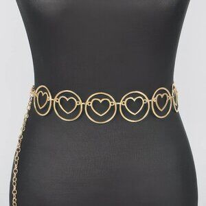Heart Shape And O Ring Metal Chain Belt